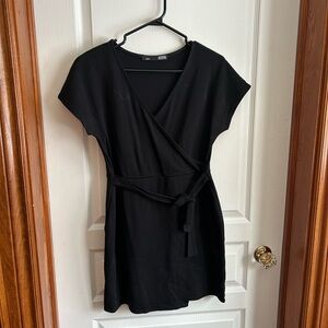 Rebel Sugar Black Mini Wrap Dress